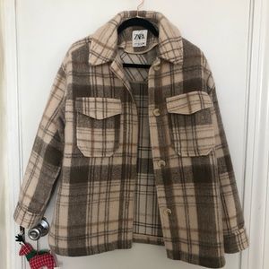 zara wool / plaid overcoat